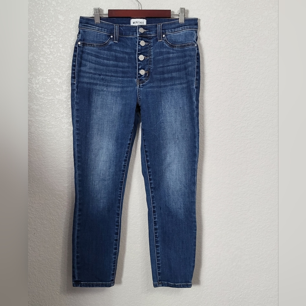 MERITAGE High Waist Button-Up Blue Jeans. Size 30